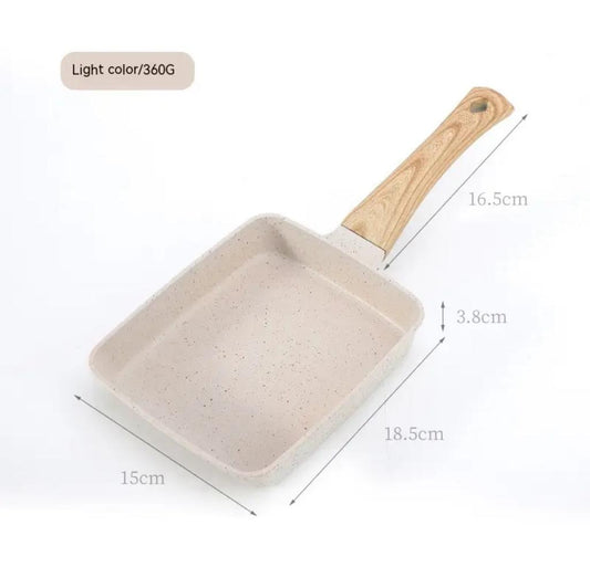 Square Wooden Handle Non-Stick Pan